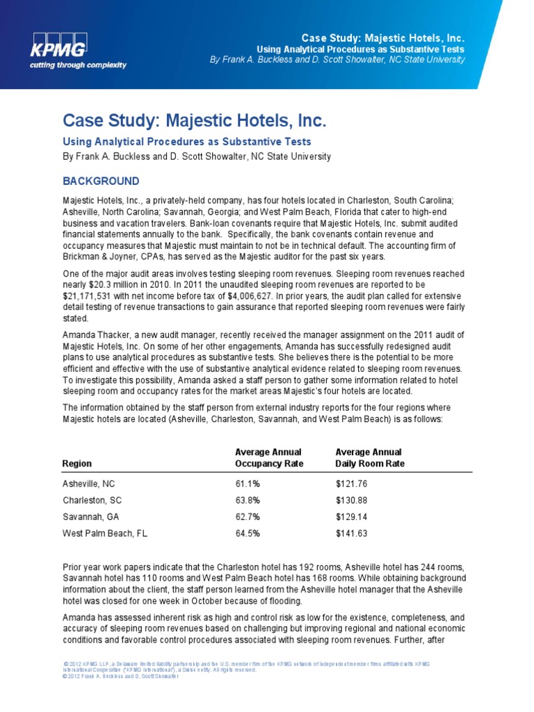 kpmg case study majestic hotels kpmg case study majestic hotels